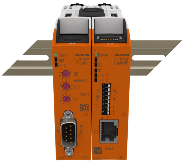 KUNBUS Gateway mounted on DIN-Rail